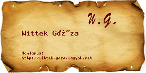 Wittek Géza névjegykártya